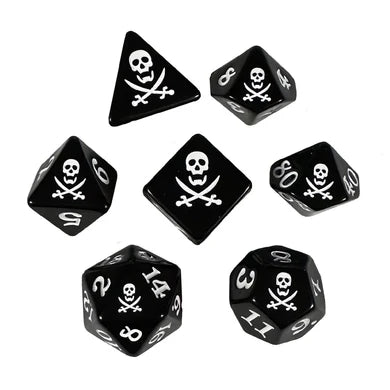 Black Oak Workshop Pirates Jolly Roger Poly 7 Dice Set | Odin's Place