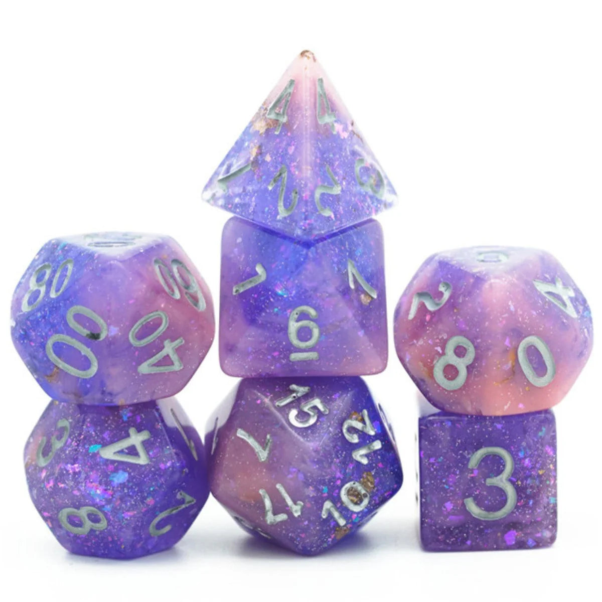 Foam Brain Pink & Purple Seabed Treasure Poly 7 Dice Set | Odin's Place