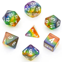 Foam Brain Translucent Rainbow 7 Dice Set | Odin's Place