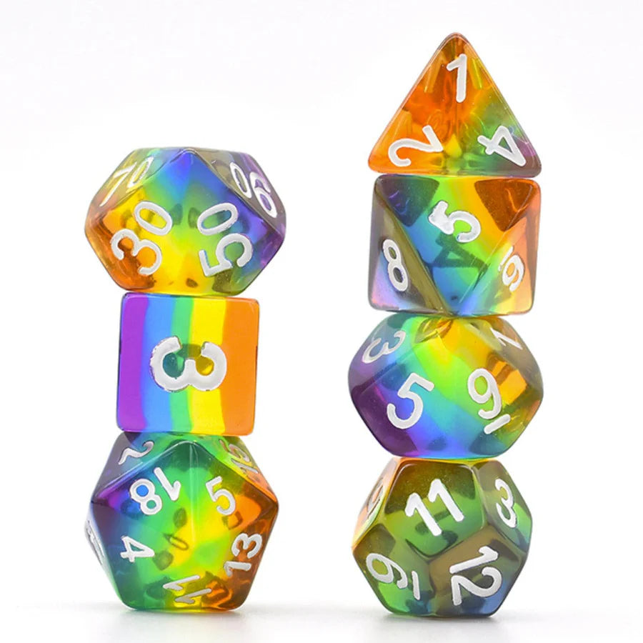 Foam Brain Translucent Rainbow 7 Dice Set | Odin's Place