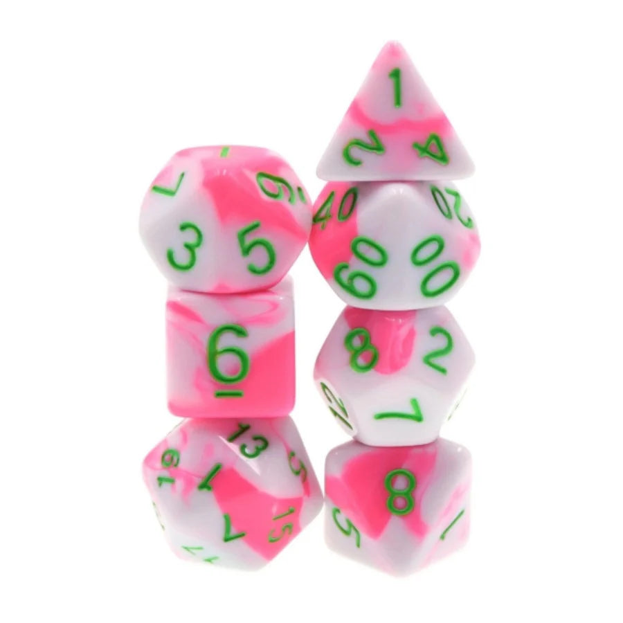 Foam Brain Pink Flamingo Poly 7 Dice Set | Dragon's Lair Comics and Fantasy Houston TX