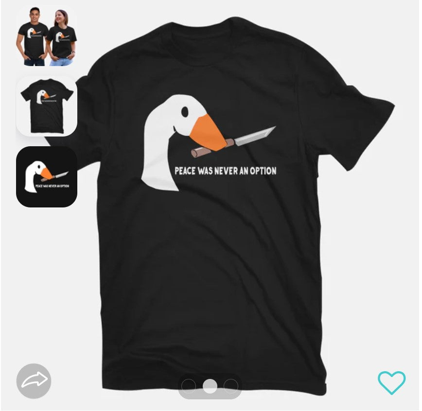 T-Shirt: Peace Was Never an Option | Dragon's Lair Comics and Fantasy Houston TX