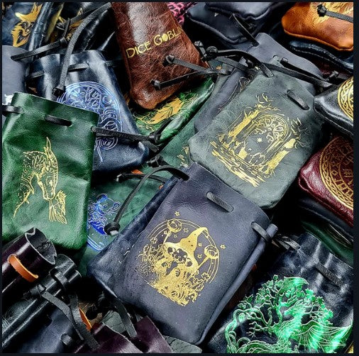 Grimbeard Leather Flat Small Dice Bag | Dragon's Lair Comics and Fantasy Houston TX