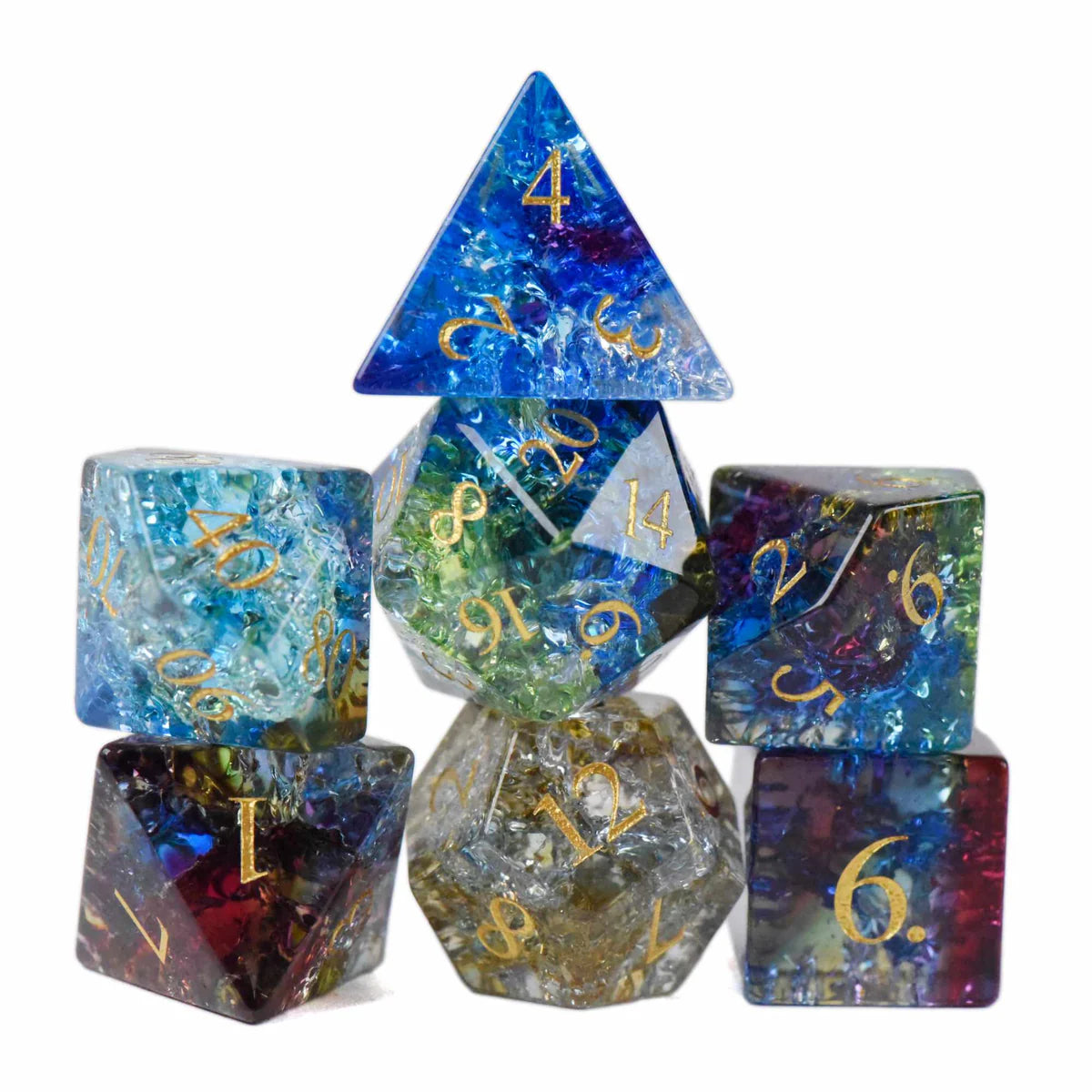 DND Glass Dice Poly 7 Dice Set: Shattered Reality | Dragon's Lair Comics and Fantasy Houston TX