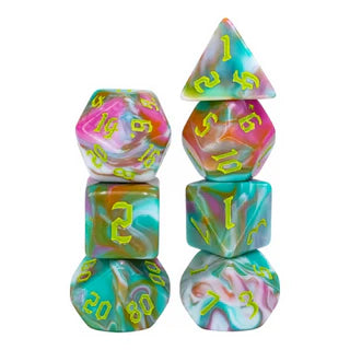 Foam Brain Teal Sunrise Poly 7 Dice Set | Dragon's Lair Comics and Fantasy Houston TX