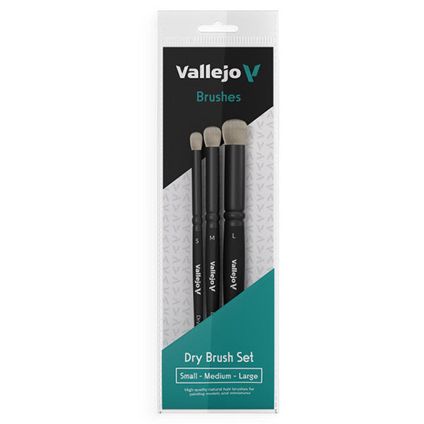 Vallejo Brush Set: Dry Brush: Natural Hair (S, M & L) | Dragon's Lair Comics and Fantasy Houston TX