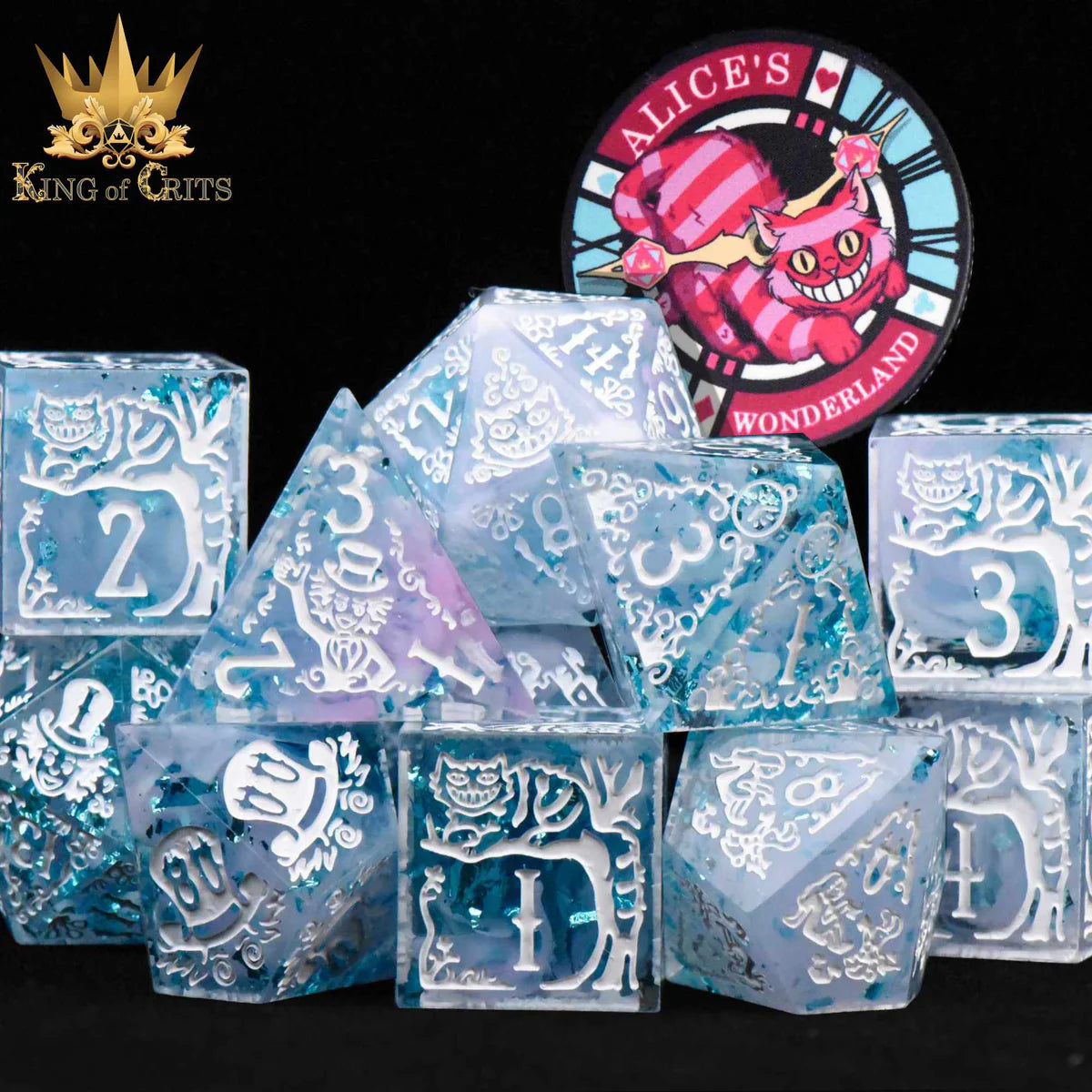 DND Dice 11 Dice Set: Alice's Wonderland (Blue) with Gift Box (Sharp Edge) | Dragon's Lair Comics and Fantasy Houston TX