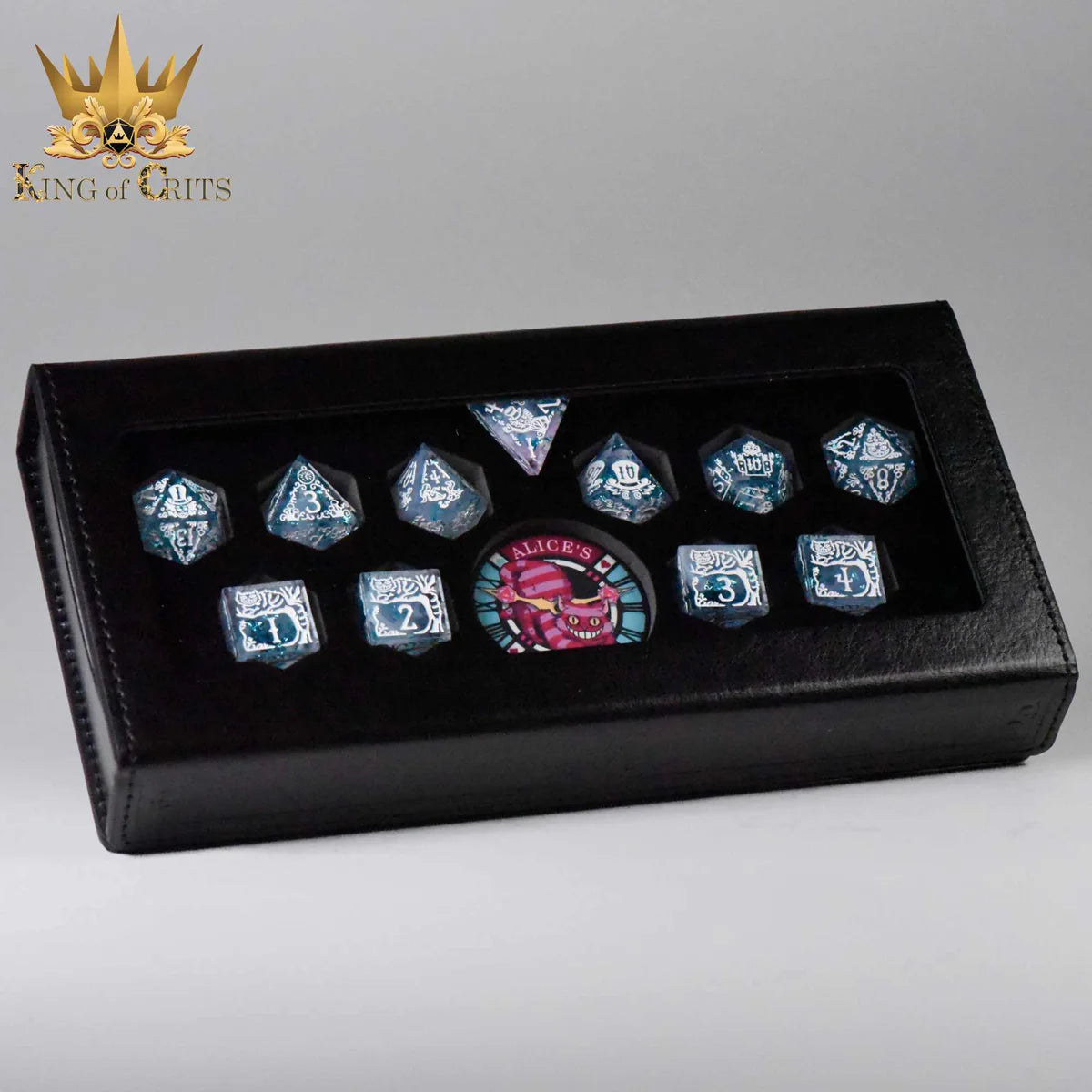 DND Dice 11 Dice Set: Alice's Wonderland (Blue) with Gift Box (Sharp Edge) | Dragon's Lair Comics and Fantasy Houston TX