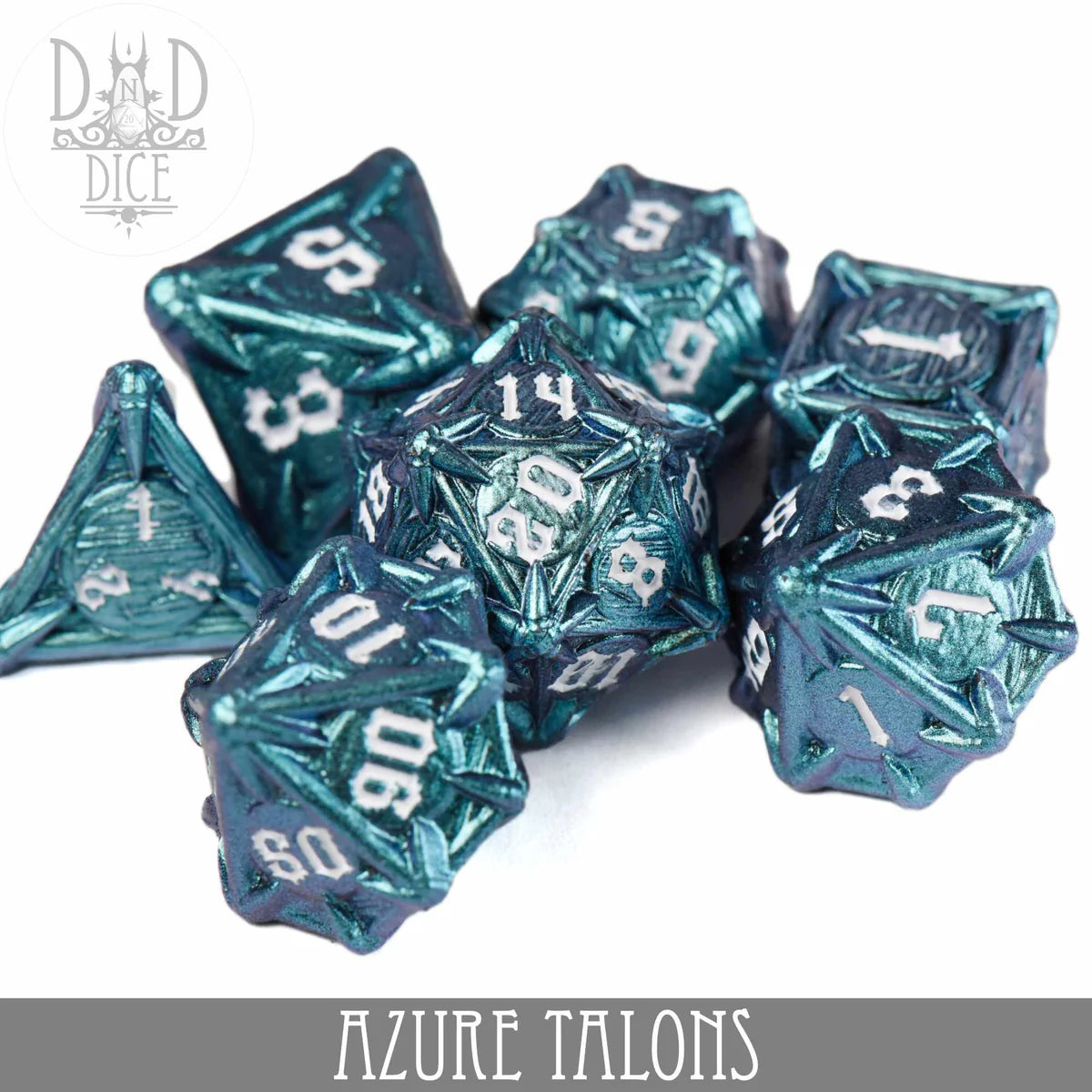 DND Dice Poly 7 Metal Dice Set: Azure Talons | Dragon's Lair Comics and Fantasy Houston TX