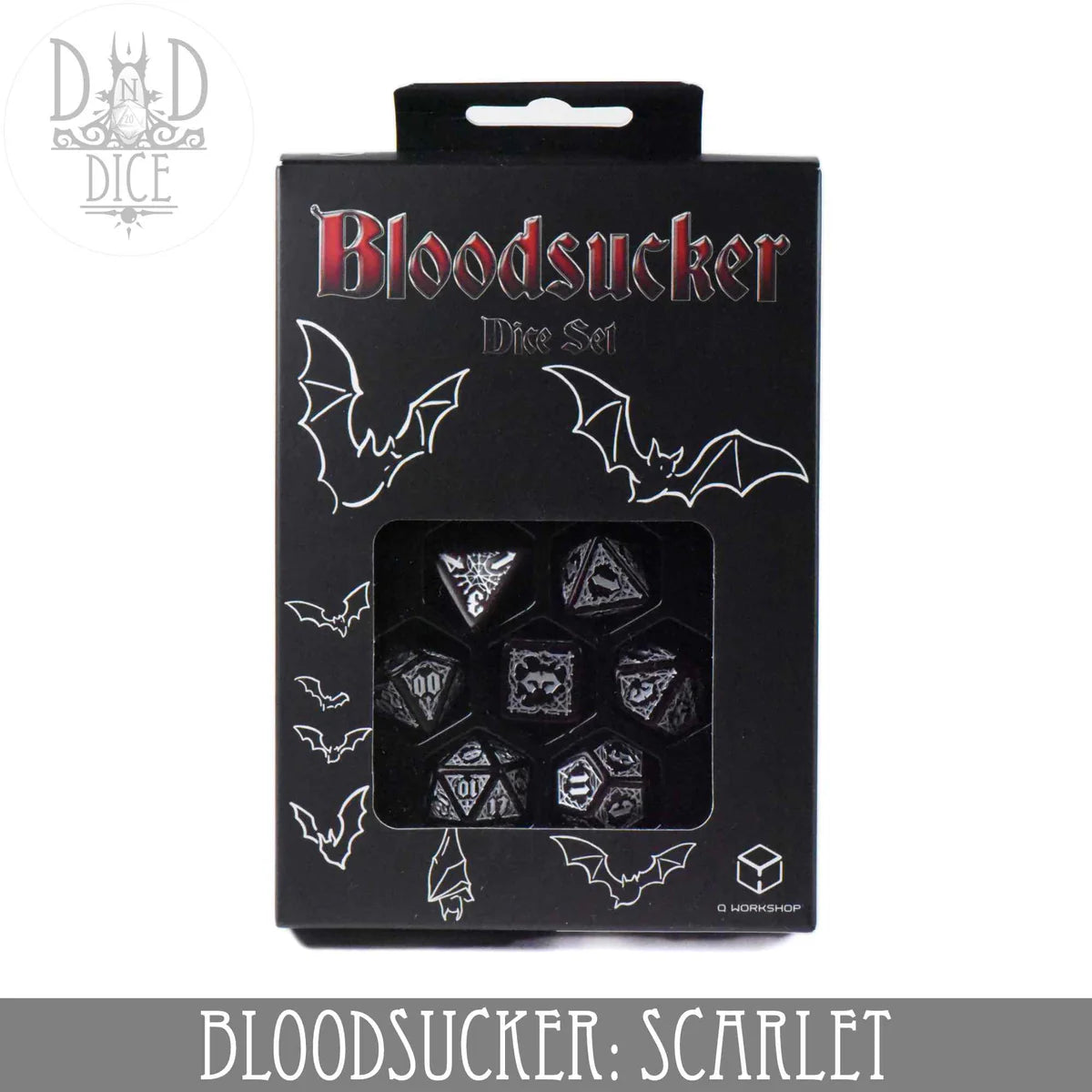 Q Workshop Poly 7 Dice Set: Bloodsucker Scarlet | Dragon's Lair Comics and Fantasy Houston TX