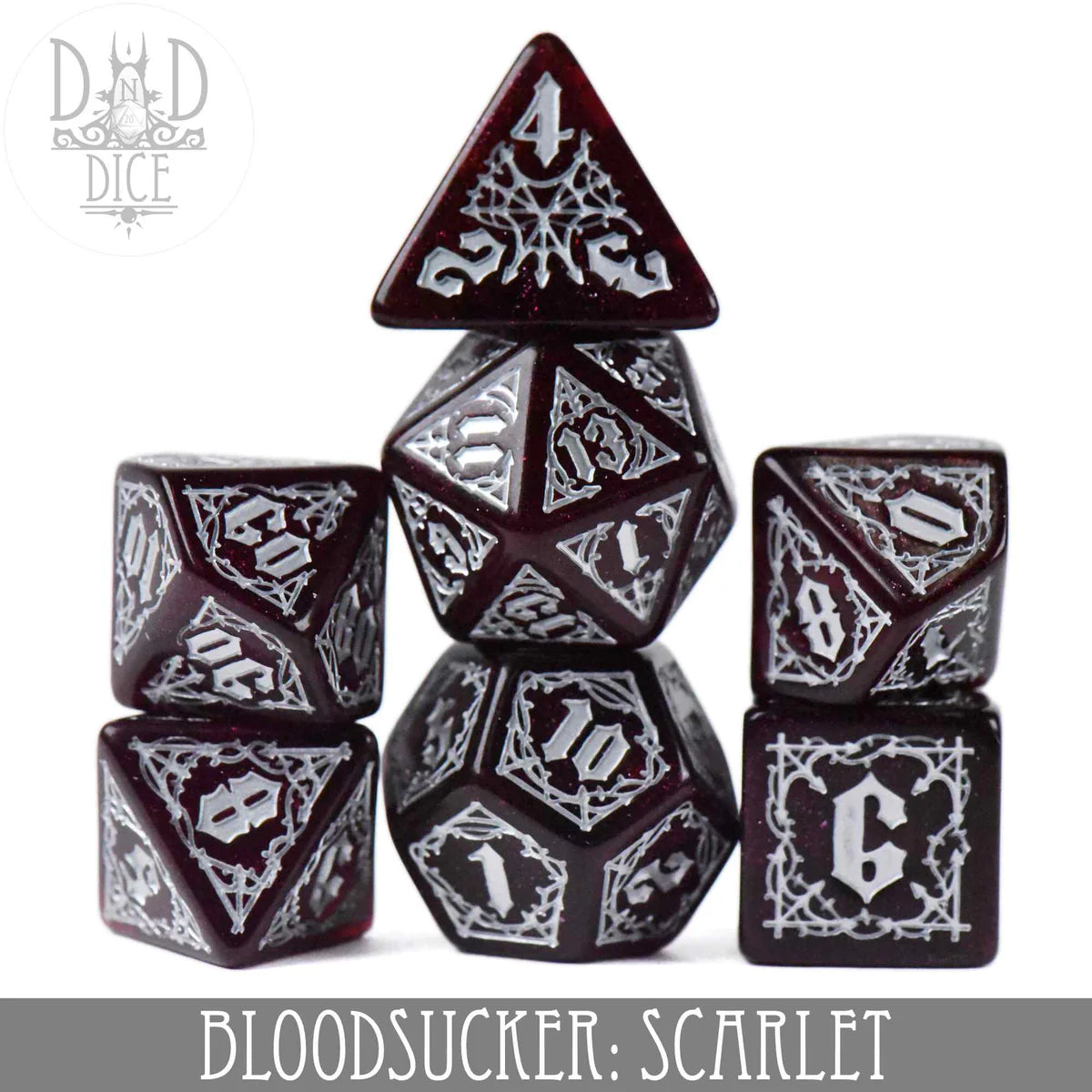 Q Workshop Poly 7 Dice Set: Bloodsucker Scarlet | Dragon's Lair Comics and Fantasy Houston TX
