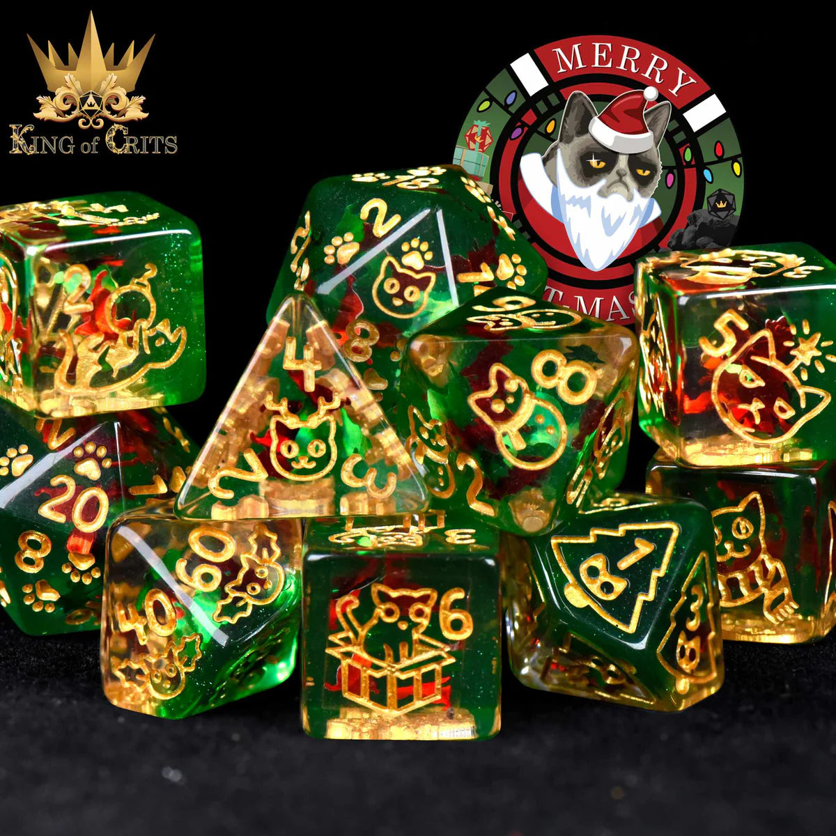 DND Dice 11 Dice Set: Merry Cat-Mas | Dragon's Lair Comics and Fantasy Houston TX