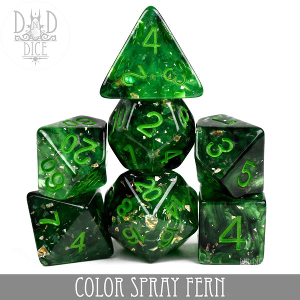 DND Dice Poly 7 Dice Set Color Spray: Fern | Dragon's Lair Comics and Fantasy Houston TX