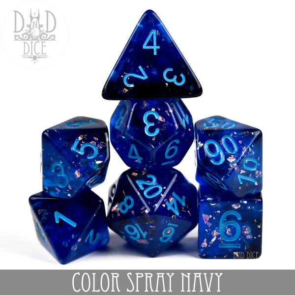 DND Dice Poly 7 Dice Set Color Spray: Navy | Dragon's Lair Comics and Fantasy Houston TX