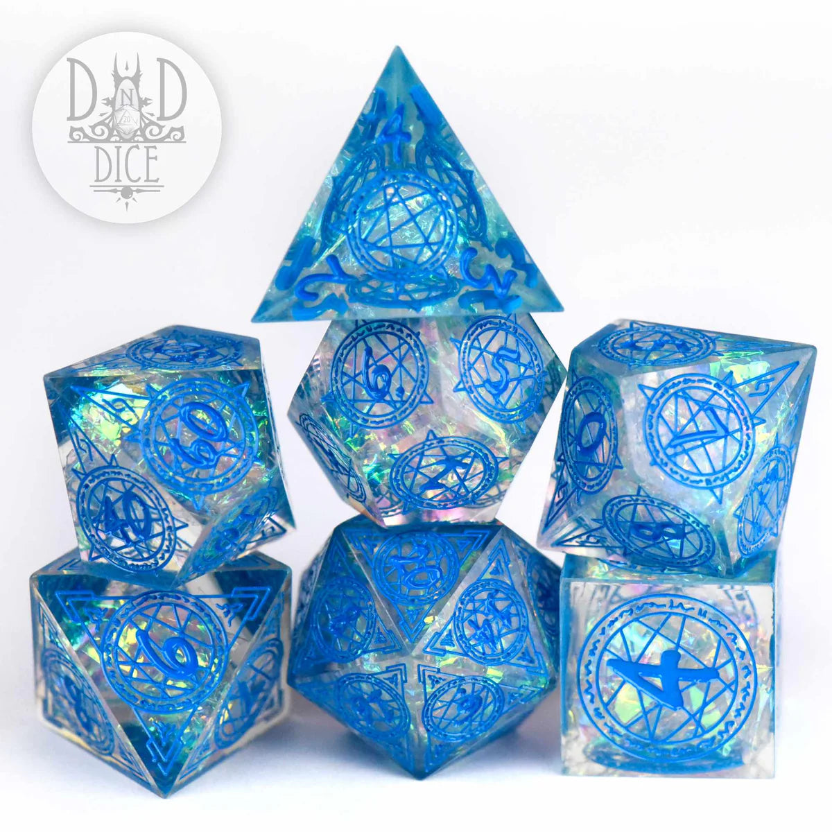 DND Dice Poly 7 Dice Set: Crown of Magic (Handmade) | Dragon's Lair Comics and Fantasy Houston TX