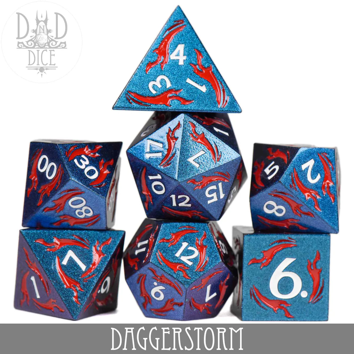 DND Dice Poly 7 Metal Dice Set: Daggerstorm | Dragon's Lair Comics and Fantasy Houston TX