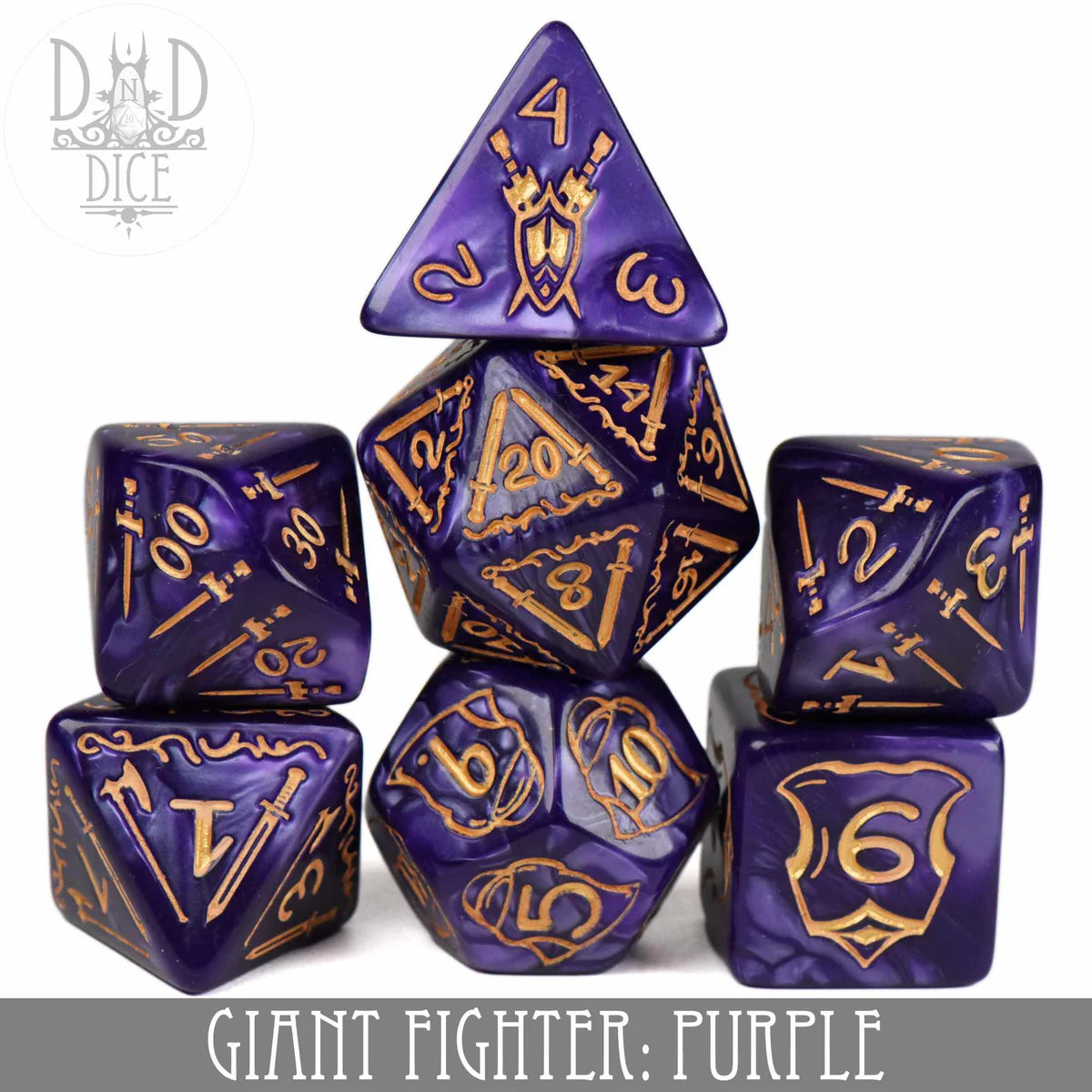 DND Dice Oversized Poly 7 Set: Giant Fighter Purple | Dragon's Lair Comics and Fantasy Houston TX
