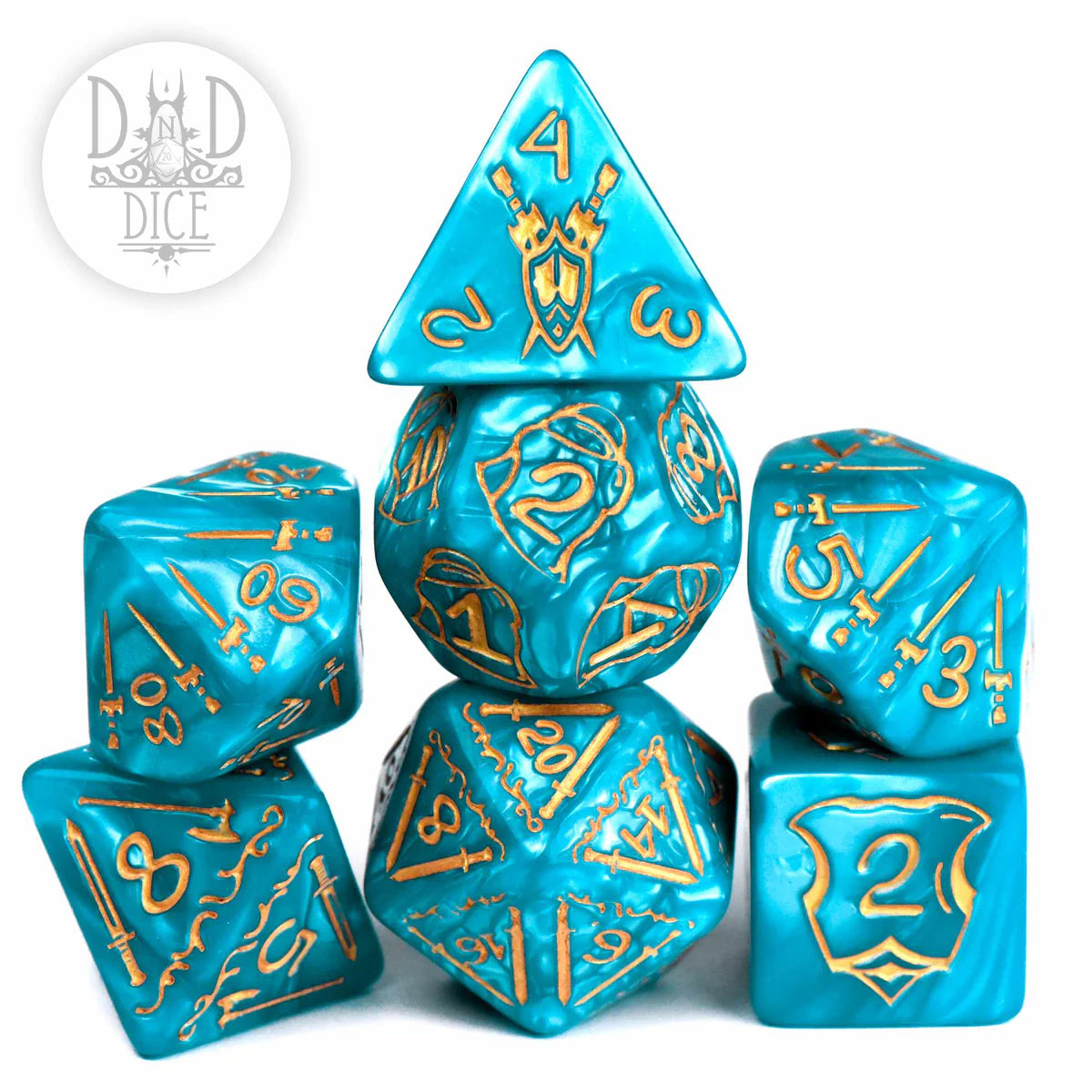 DND Dice Oversized Poly 7 Set: Giant Fighter Teal | Dragon's Lair Comics and Fantasy Houston TX