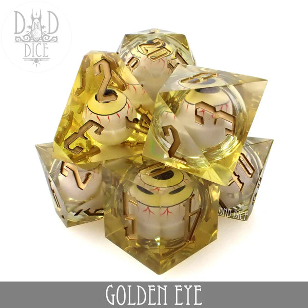 DND Dice Poly 7 Liquid core dice: Golden Eye | Dragon's Lair Comics and Fantasy Houston TX