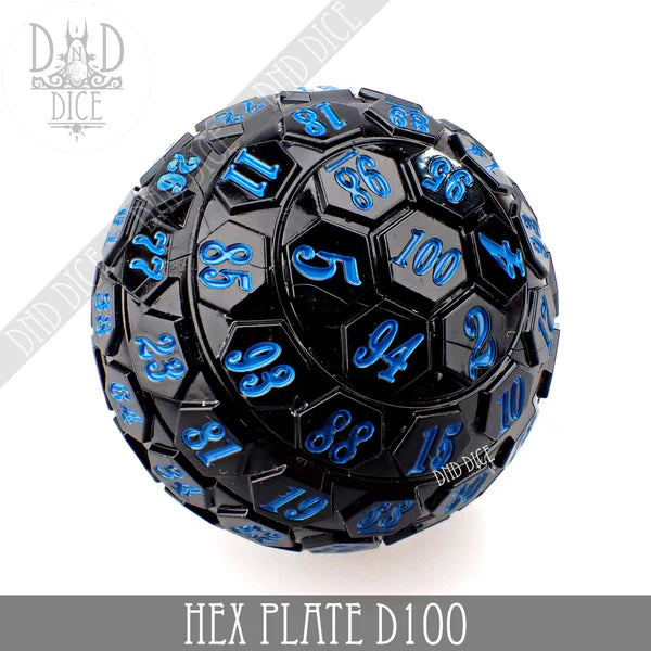 DND Dice 45mm Hex Plate D100 (Black and Blue) | Dragon's Lair Comics and Fantasy Houston TX