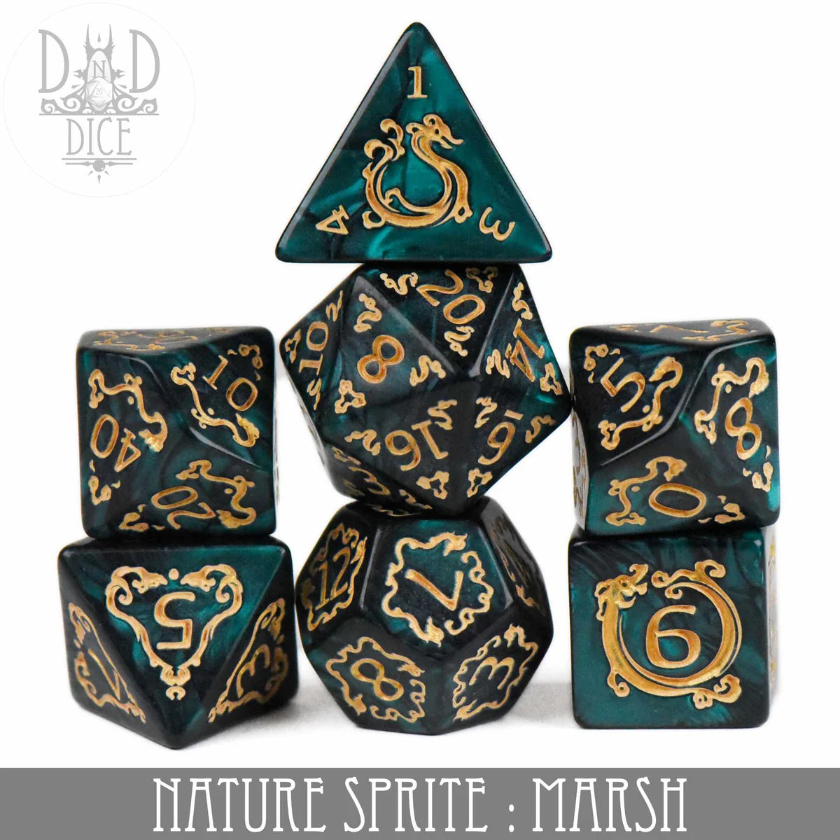 DND Dice 7 Dice Set: Nature Sprite: Marsh | Dragon's Lair Comics and Fantasy Houston TX