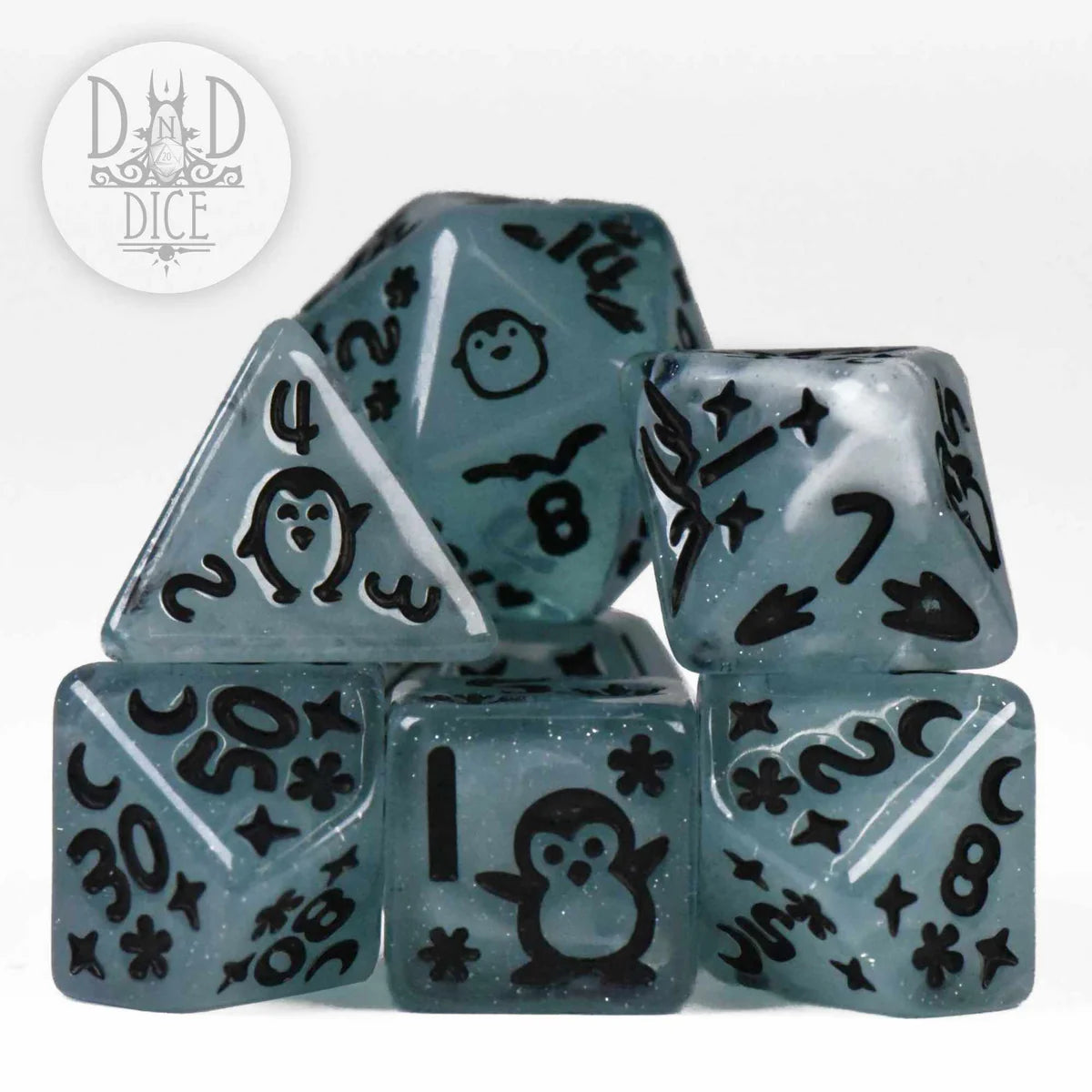 DND Dice Poly 7 Dice Set: Penguin Pals | Dragon's Lair Comics and Fantasy Houston TX