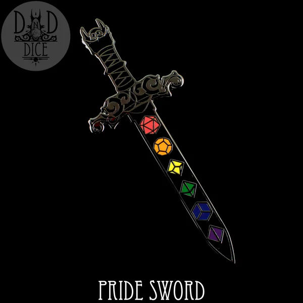 DND Dice Pride Dice Sword Pin | Dragon's Lair Comics and Fantasy Houston TX