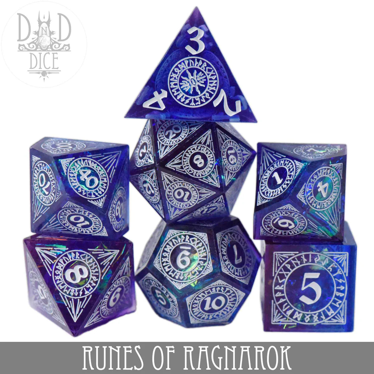 DND Dice Poly 7 Dice Set: Runes of Ragnarok (Handmade) | Dragon's Lair Comics and Fantasy Houston TX