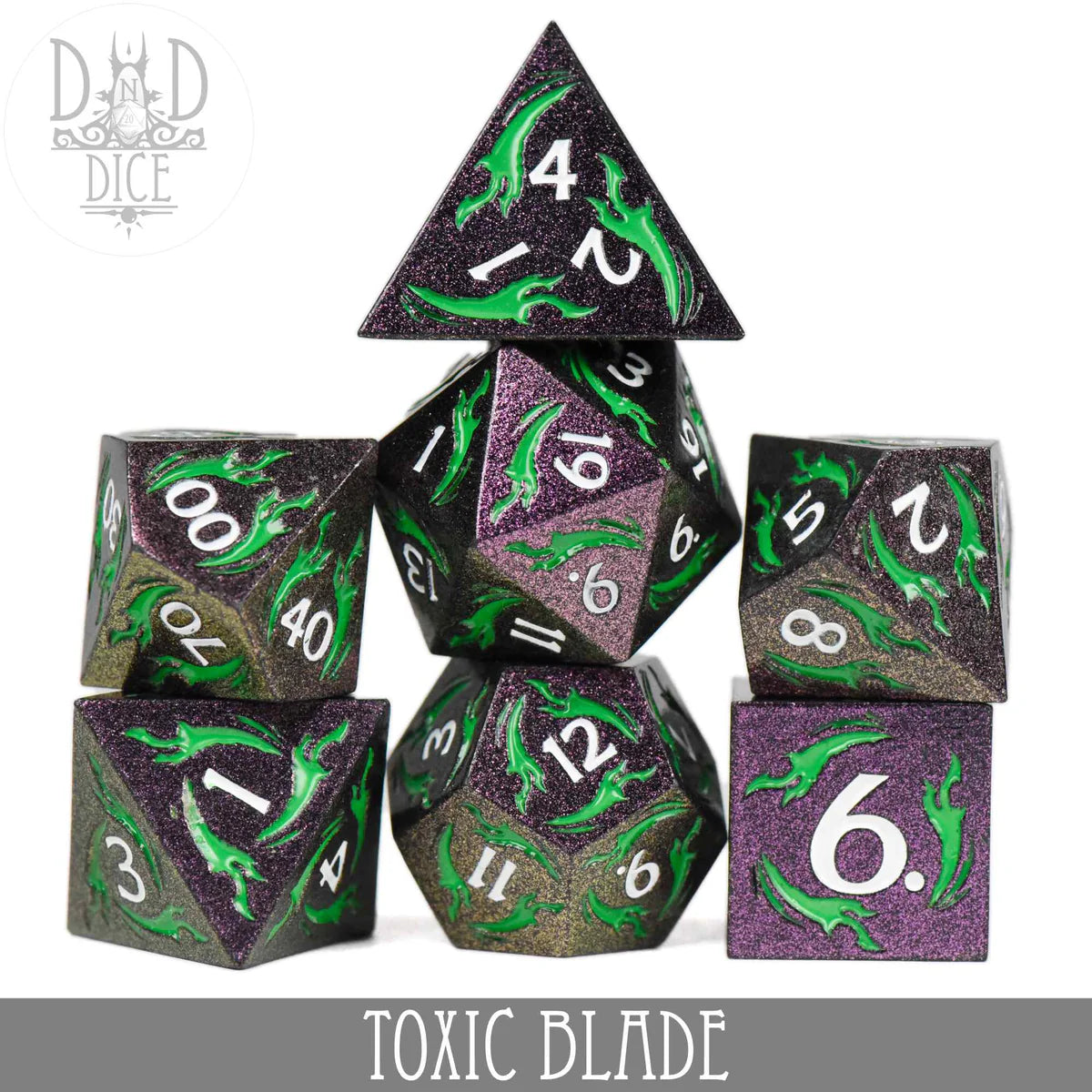 DND Dice Poly 7 Metal Dice Set: Toxic Blade | Dragon's Lair Comics and Fantasy Houston TX