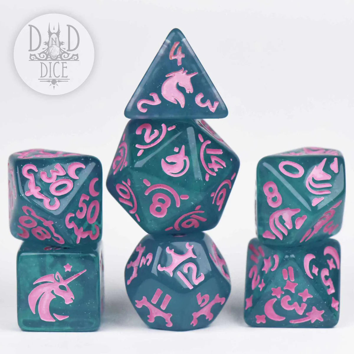 DND Dice Poly 7 Dice Set: Unicorn Princess | Dragon's Lair Comics and Fantasy Houston TX