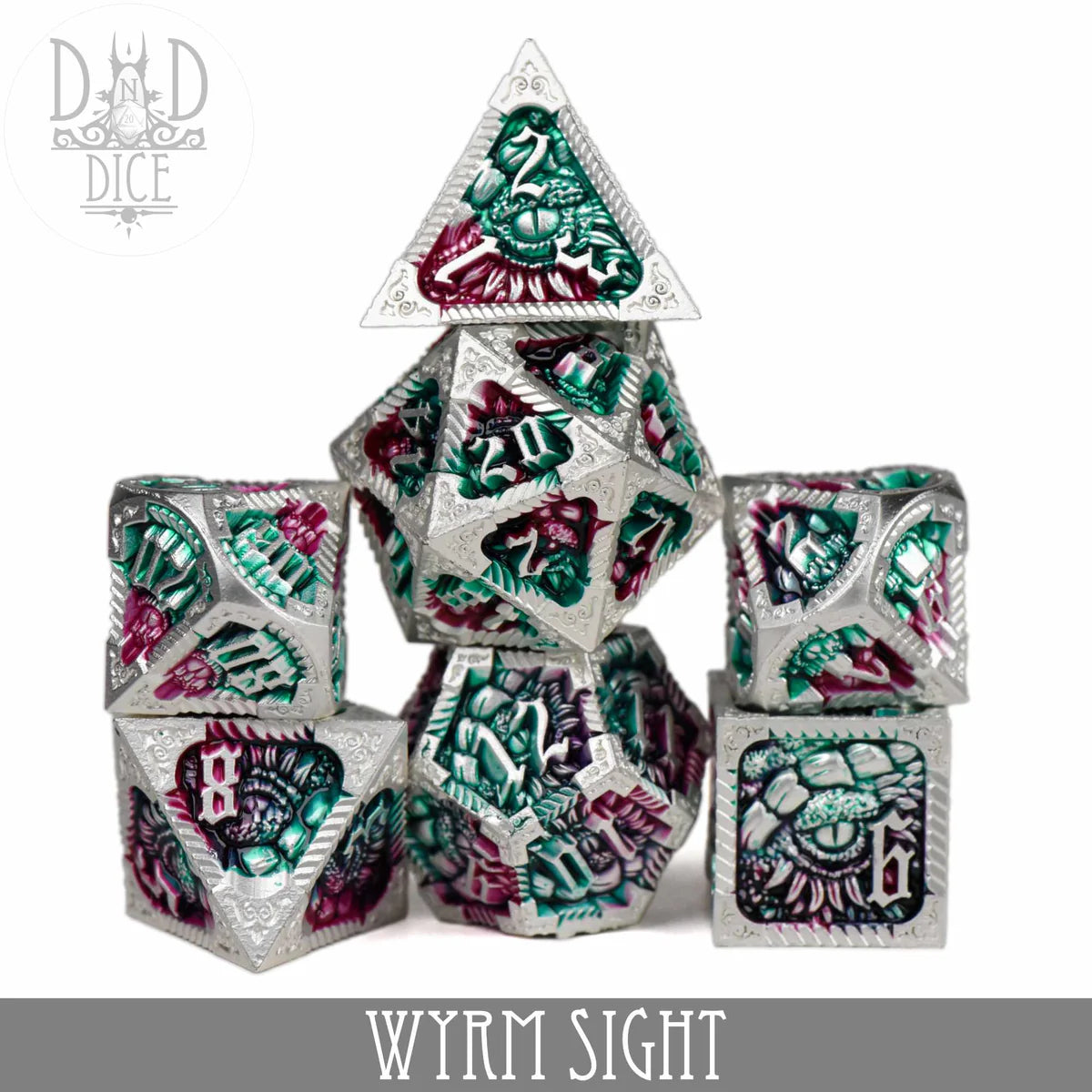 DND Dice Poly 7 Metal Dice Set: Wyrm Sight | Dragon's Lair Comics and Fantasy Houston TX