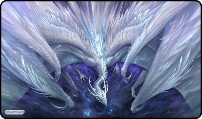 Gamer Mats Playmat: White Crystal Dragon Stitched | Dragon's Lair Comics and Fantasy Houston TX