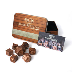 Die Hard Dice: 7pc RPG Set - DOTS Braille Acrylic - Molten Bronze | Odin's Place