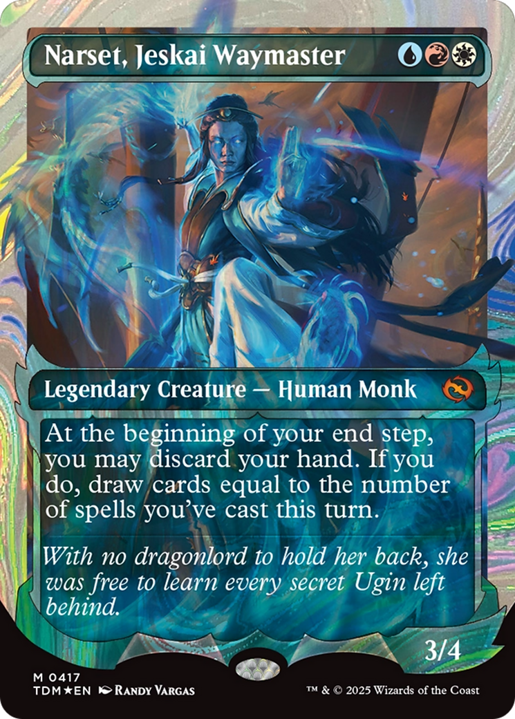 Narset, Jeskai Waymaster (Showcase) (Halo Foil) [Tarkir: Dragonstorm] | Dragon's Lair Comics and Fantasy Houston TX