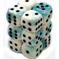 Chessex Gemini 12ct 16mm D6 Teal-White with black | Dragon's Lair Comics and Fantasy Houston TX