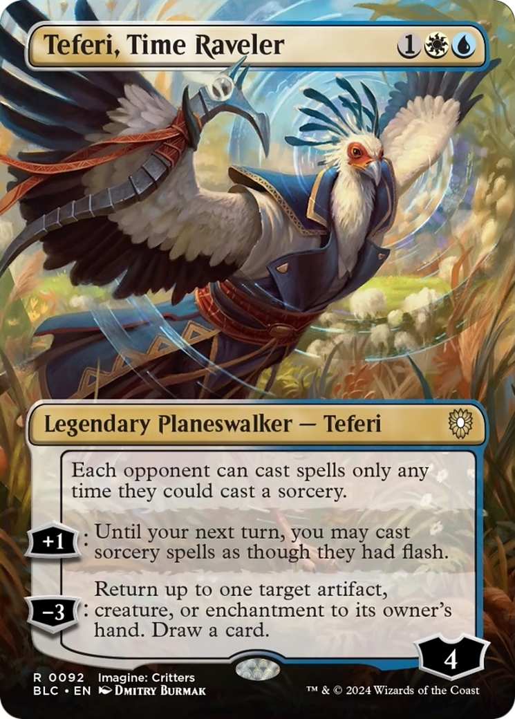 Teferi, Time Raveler (Borderless) [Bloomburrow Commander] | Dragon's Lair Comics and Fantasy Houston TX