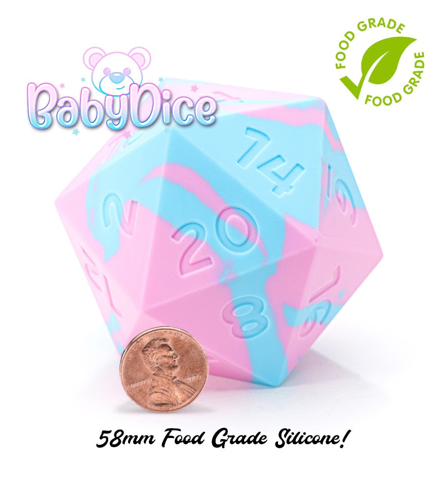 Gate Keeper Games: Random Encounter: Baby Dice - Baby Blue and Powder Pink Swirls (58mm Silicone D20) | Dragon's Lair Comics and Fantasy Houston TX