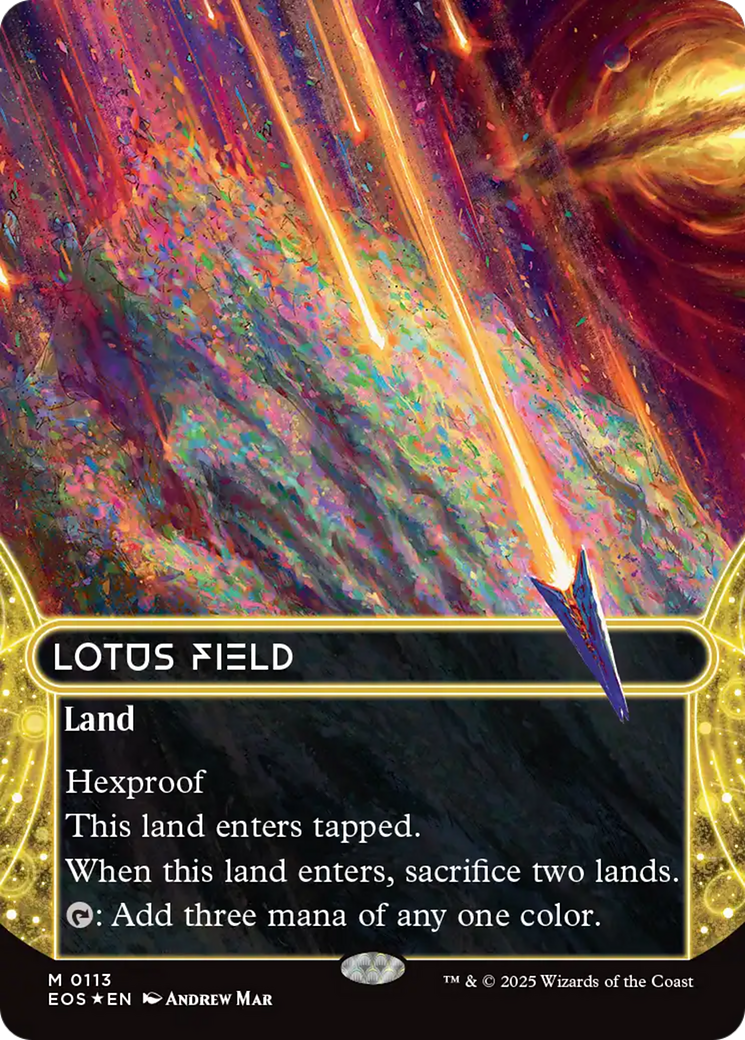 Lotus Field (0113) (Borderless) (Galaxy Foil) [Edge of Eternities: Stellar Sights] | Dragon's Lair Comics and Fantasy Houston TX