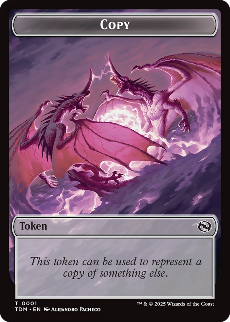 Copy // Dragon (0014) Double-Sided Token [Tarkir: Dragonstorm Commander Tokens] | Dragon's Lair Comics and Fantasy Houston TX