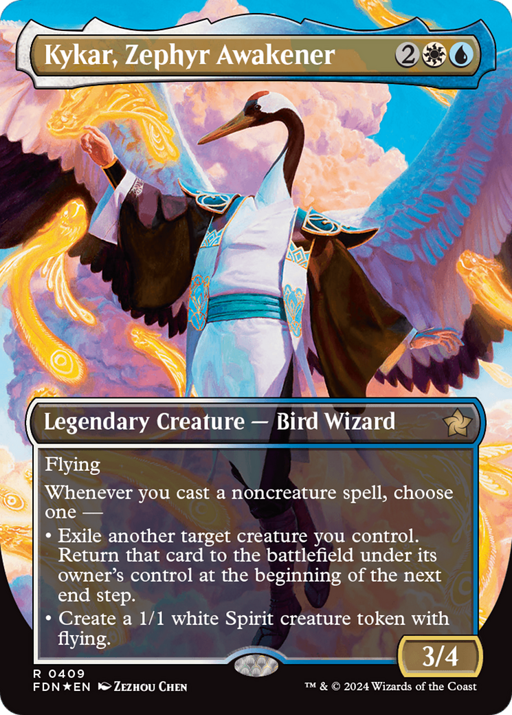 Kykar, Zephyr Awakener (Borderless) (Mana Foil) [Foundations] | Dragon's Lair Comics and Fantasy Houston TX