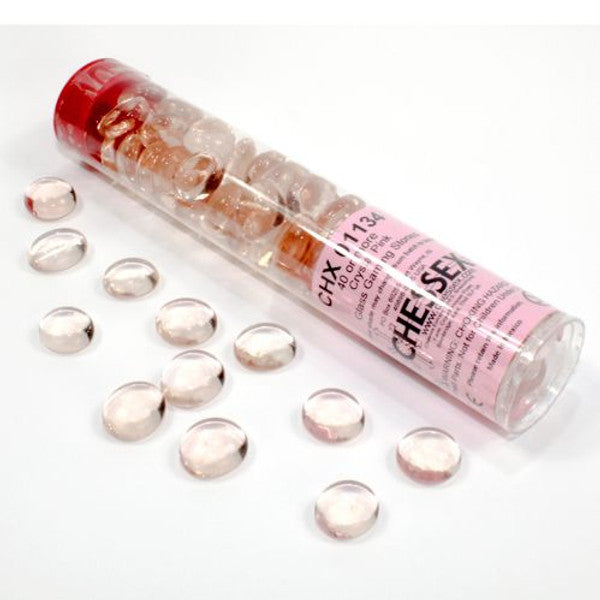 Chessex Pink Glass Stones in 5.5` Tube | Dragon's Lair Comics and Fantasy Houston TX