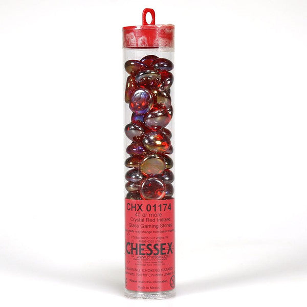Chessex Crystal Red Iridized Glass Stones in 5.5` Tube | Dragon's Lair Comics and Fantasy Houston TX