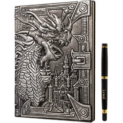QMDirect 3D Faux-Leather Notebook / Journal - Silver Dragon | Dragon's Lair Comics and Fantasy Houston TX