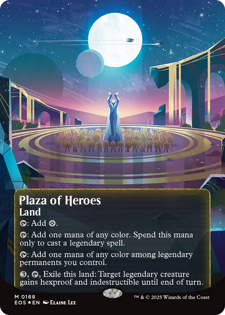 Plaza of Heroes (0168) (Borderless) (Galaxy Foil) [Edge of Eternities: Stellar Sights] | Dragon's Lair Comics and Fantasy Houston TX