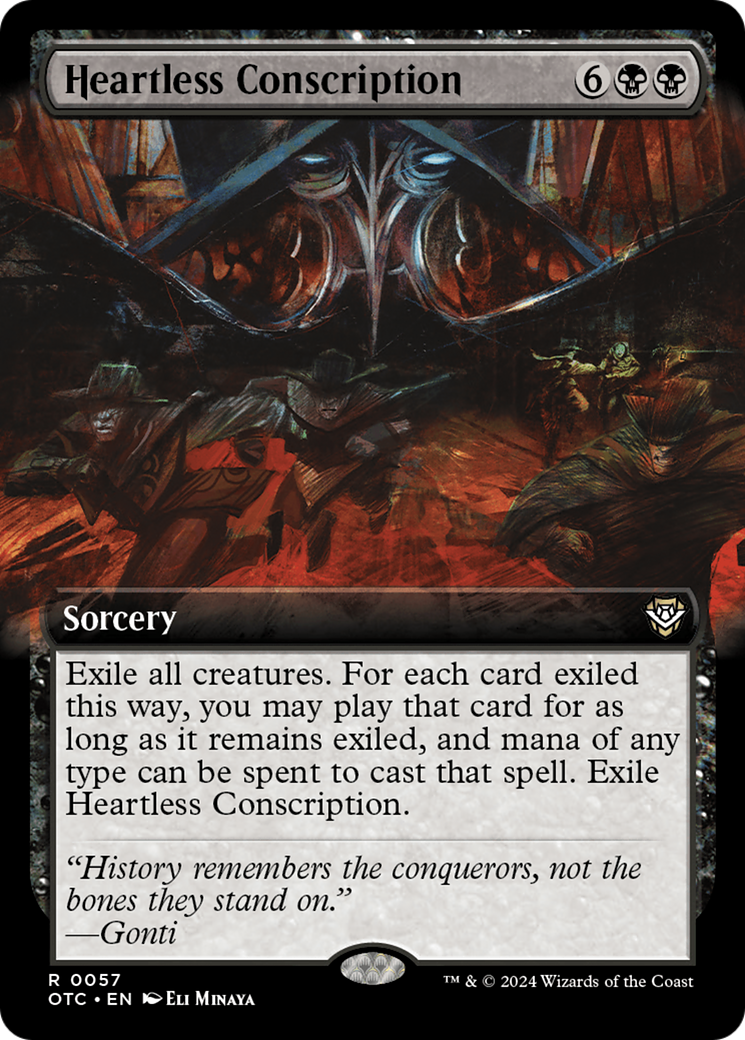 Heartless Conscription (Extended Art) [Outlaws of Thunder Junction Commander] | Dragon's Lair Comics and Fantasy Houston TX