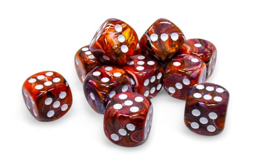 Chessex Festive: 16mm d6 Symphony/white Dice Block (12 dice) | Dragon's Lair Comics and Fantasy Houston TX