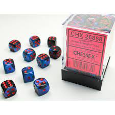 Chessex Gemini Black and Starlight with Red 12mm D6 Set | Dragon's Lair Comics and Fantasy Houston TX