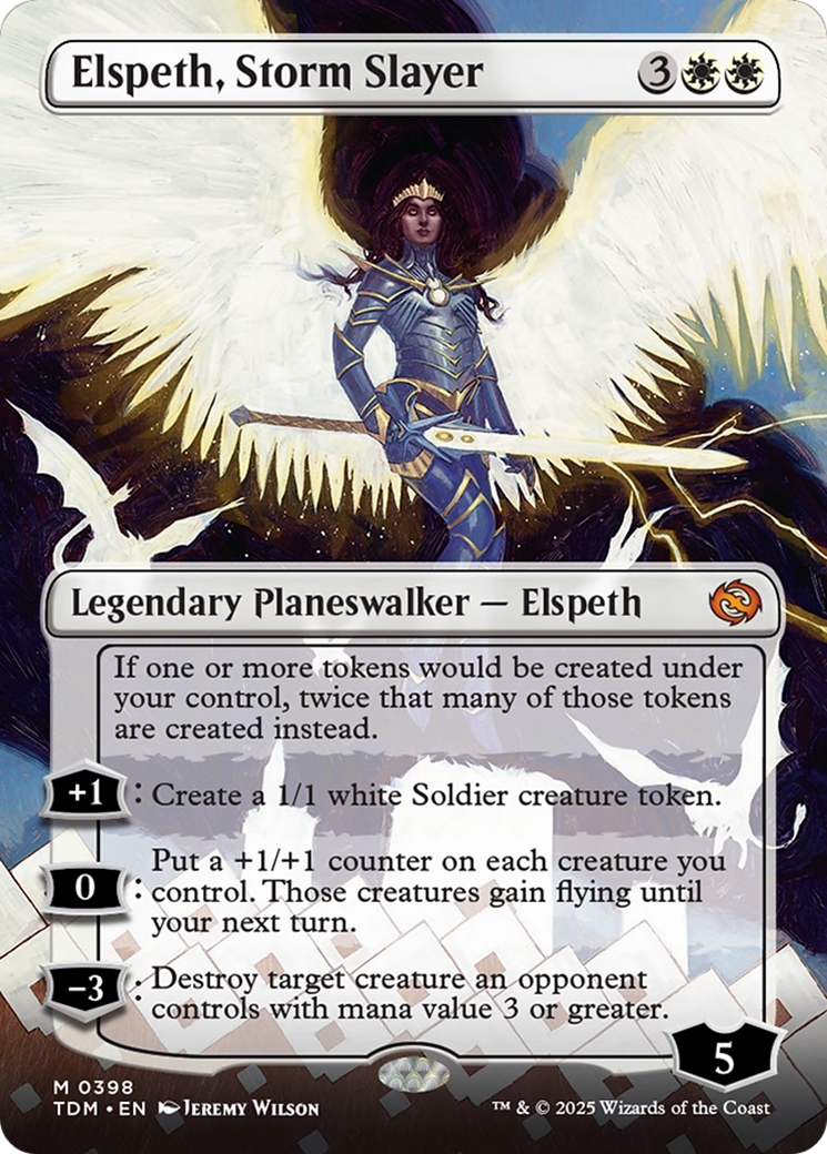 Elspeth, Storm Slayer (Borderless) [Tarkir: Dragonstorm] | Dragon's Lair Comics and Fantasy Houston TX