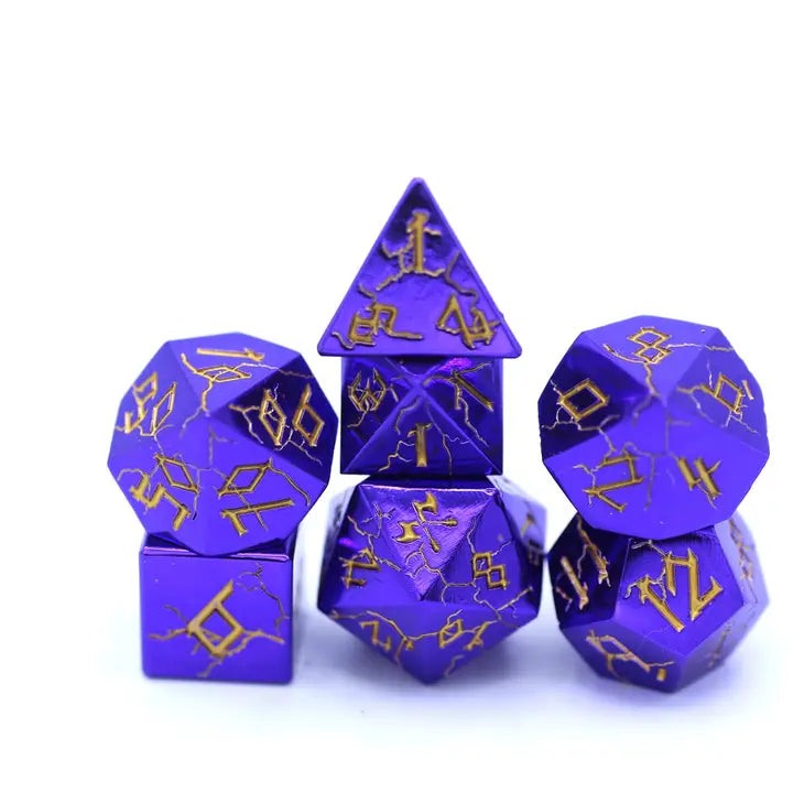 HYMGHO - Purple Chrome with Gold Solid Metal Barbarian Dice Set | Dragon's Lair Comics and Fantasy Houston TX