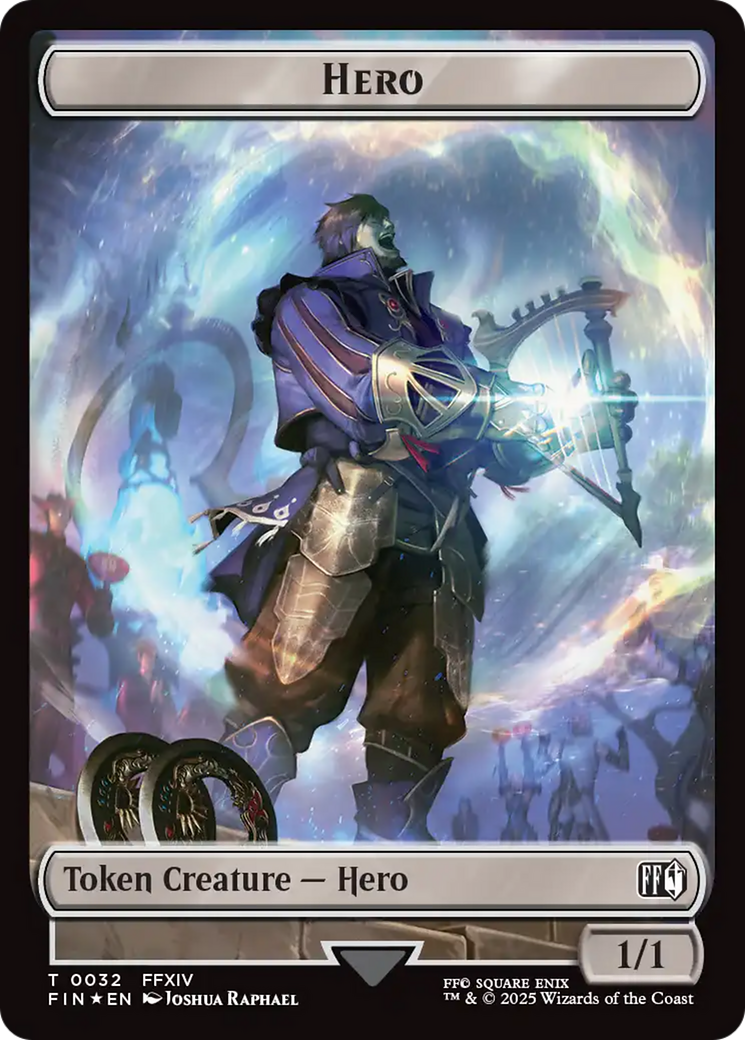 Human Soldier // Hero (0032) Double-Sided Token (Surge Foil) [FINAL FANTASY Commander Tokens] | Dragon's Lair Comics and Fantasy Houston TX